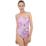 Cheer Bear Pink, Care, Care Bears, Cartoon Classic One Shoulder Swimsuit