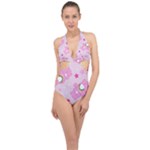 Cheer Bear Pink, Care, Care Bears, Cartoon Halter Front Plunge Swimsuit