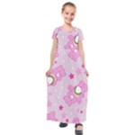 Cheer Bear Pink, Care, Care Bears, Cartoon Kids  Short Sleeve Maxi Dress