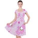 Cheer Bear Pink, Care, Care Bears, Cartoon Cap Sleeve Midi Dress