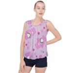 Cheer Bear Pink, Care, Care Bears, Cartoon Bubble Hem Chiffon Tank Top