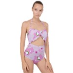 Cheer Bear Pink, Care, Care Bears, Cartoon Scallop Top Cut Out Swimsuit