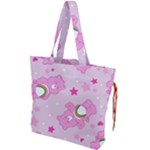 Cheer Bear Pink, Care, Care Bears, Cartoon Drawstring Tote Bag