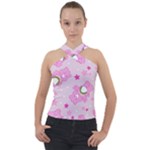 Cheer Bear Pink, Care, Care Bears, Cartoon Cross Neck Velour Top