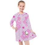 Cheer Bear Pink, Care, Care Bears, Cartoon Kids  Quarter Sleeve Shirt Dress