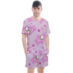 Cheer Bear Pink, Care, Care Bears, Cartoon Men s Mesh T-Shirt and Shorts Set