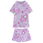 Cheer Bear Pink, Care, Care Bears, Cartoon Kids  Swim T-Shirt and Shorts Set