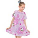 Cheer Bear Pink, Care, Care Bears, Cartoon Kids  Short Sleeve Shirt Dress