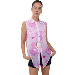 Sleeveless Chiffon Button Shirt 