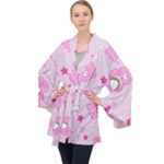 Cheer Bear Pink, Care, Care Bears, Cartoon Long Sleeve Velvet Kimono 