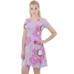 Cheer Bear Pink, Care, Care Bears, Cartoon Cap Sleeve Velour Dress 