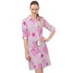 Cheer Bear Pink, Care, Care Bears, Cartoon Long Sleeve Mini Shirt Dress