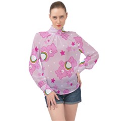 High Neck Long Sleeve Chiffon Top 