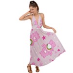 Cheer Bear Pink, Care, Care Bears, Cartoon Backless Maxi Beach Dress