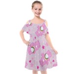 Cheer Bear Pink, Care, Care Bears, Cartoon Kids  Cut Out Shoulders Chiffon Dress