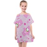 Cheer Bear Pink, Care, Care Bears, Cartoon Kids  One Piece Chiffon Dress