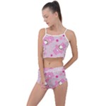 Cheer Bear Pink, Care, Care Bears, Cartoon Summer Cropped Co-Ord Set