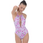 Cheer Bear Pink, Care, Care Bears, Cartoon Plunge Cut Halter Swimsuit