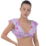 Cheer Bear Pink, Care, Care Bears, Cartoon Plunge Frill Sleeve Bikini Top