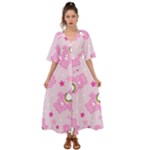 Cheer Bear Pink, Care, Care Bears, Cartoon Kimono Sleeve Boho Dress