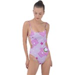 Cheer Bear Pink, Care, Care Bears, Cartoon Tie Strap One Piece Swimsuit