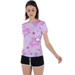 Cheer Bear Pink, Care, Care Bears, Cartoon Back Circle Cutout Sports T-Shirt