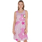 Cheer Bear Pink, Care, Care Bears, Cartoon Knee Length Skater Dress With Pockets