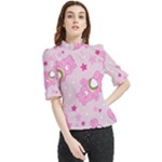 Cheer Bear Pink, Care, Care Bears, Cartoon Frill Neck Blouse