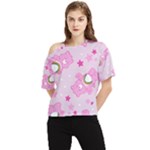 Cheer Bear Pink, Care, Care Bears, Cartoon One Shoulder Cut Out T-Shirt