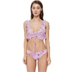 Cheer Bear Pink, Care, Care Bears, Cartoon Low Cut Ruffle Edge Bikini Set