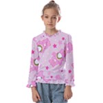 Cheer Bear Pink, Care, Care Bears, Cartoon Kids  Frill Detail T-Shirt