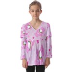 Cheer Bear Pink, Care, Care Bears, Cartoon Kids  V Neck Casual Top