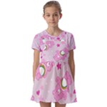 Cheer Bear Pink, Care, Care Bears, Cartoon Kids  Short Sleeve Pinafore Style Dress