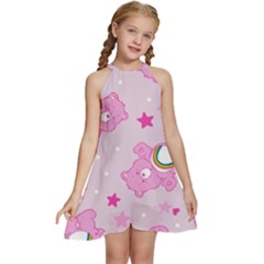 Kids  Halter Collar Waist Tie Chiffon Dress 