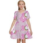 Cheer Bear Pink, Care, Care Bears, Cartoon Kids  Short Sleeve Tiered Mini Dress