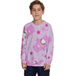 Cheer Bear Pink, Care, Care Bears, Cartoon Kids  Crewneck Sweatshirt