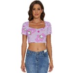 Cheer Bear Pink, Care, Care Bears, Cartoon Short Sleeve Square Neckline Crop Top 