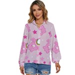 Cheer Bear Pink, Care, Care Bears, Cartoon Women s Long Sleeve Button Up Shirt