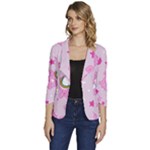 Cheer Bear Pink, Care, Care Bears, Cartoon Women s One-Button 3/4 Sleeve Short Jacket