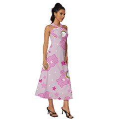 Sleeveless Cross Front Cocktail Midi Chiffon Dress 