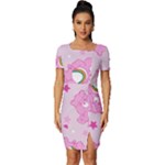 Cheer Bear Pink, Care, Care Bears, Cartoon Fitted Knot Split End Bodycon Dress