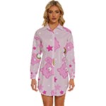 Cheer Bear Pink, Care, Care Bears, Cartoon Womens Long Sleeve Shirt Dress