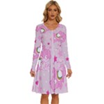 Cheer Bear Pink, Care, Care Bears, Cartoon Long Sleeve Dress With Pocket