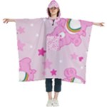 Cheer Bear Pink, Care, Care Bears, Cartoon Women s Hooded Rain Ponchos