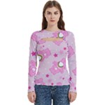 Cheer Bear Pink, Care, Care Bears, Cartoon Women s Cut Out Long Sleeve T-Shirt