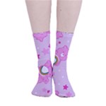 Cheer Bear Pink, Care, Care Bears, Cartoon Smooth Crew Length Tube Socks