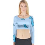 Dinosaur , Cute, Pastel, Long Sleeve Crop Top