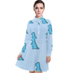 Dinosaur , Cute, Pastel, Long Sleeve Chiffon Shirt Dress