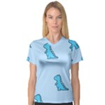 Dinosaur , Cute, Pastel, V-Neck Sport Mesh T-Shirt