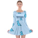 Dinosaur , Cute, Pastel, Long Sleeve Skater Dress